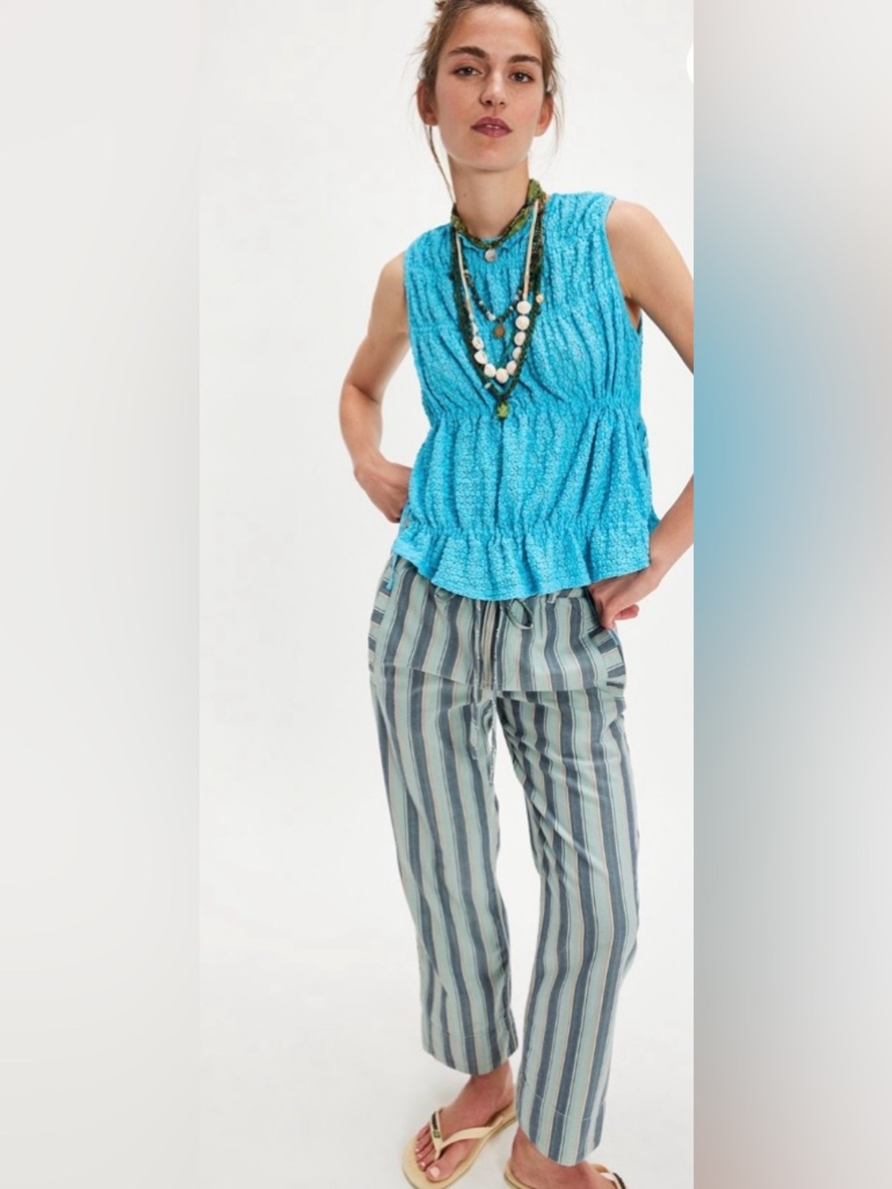 NWT FREE PEOPLE CINCH ME TOP BLUE POPSICLE